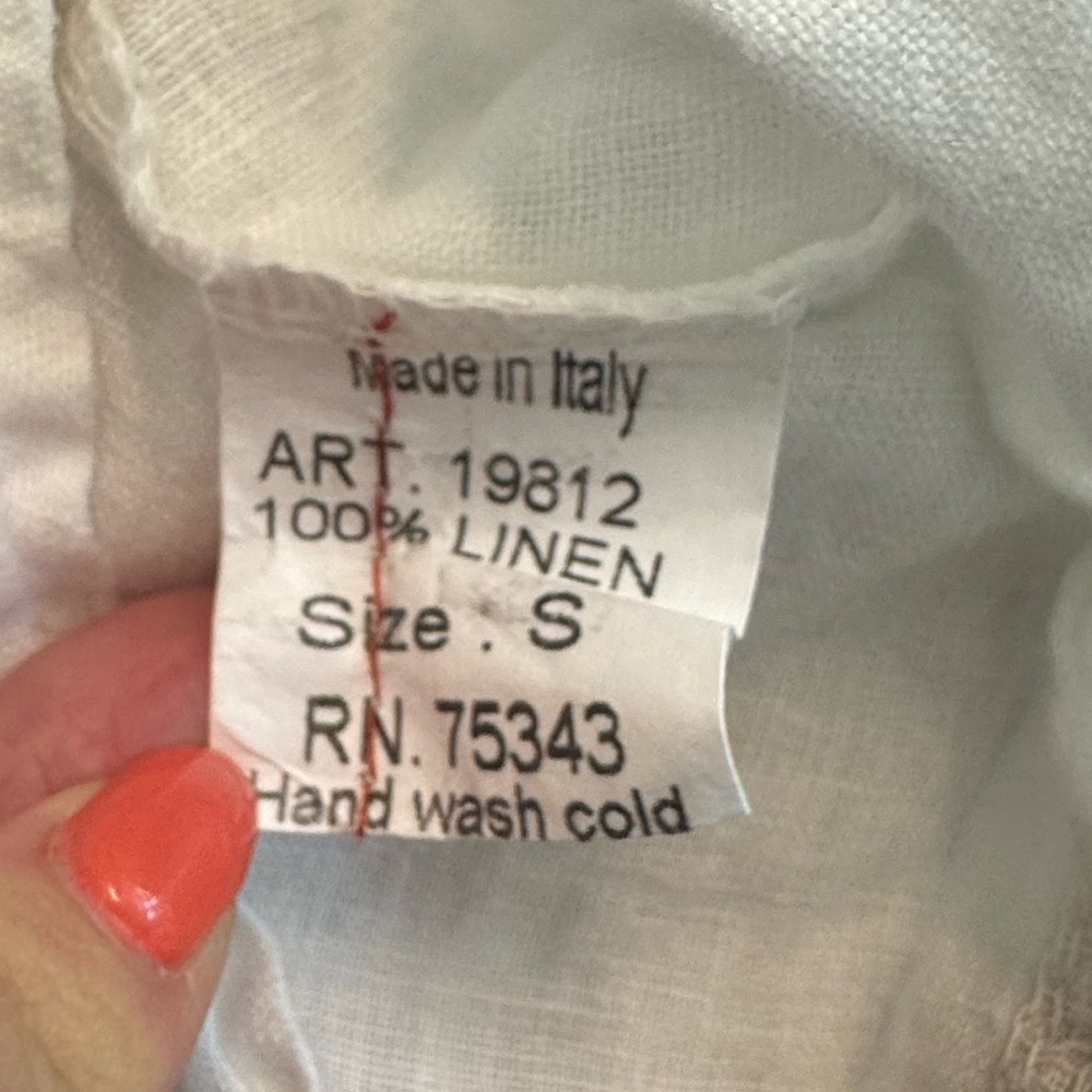 Valentina Naldi 100% Linen from Italy Tie Dye Short Sleeve Top Blouse Shirt S - Picture 10 of 13